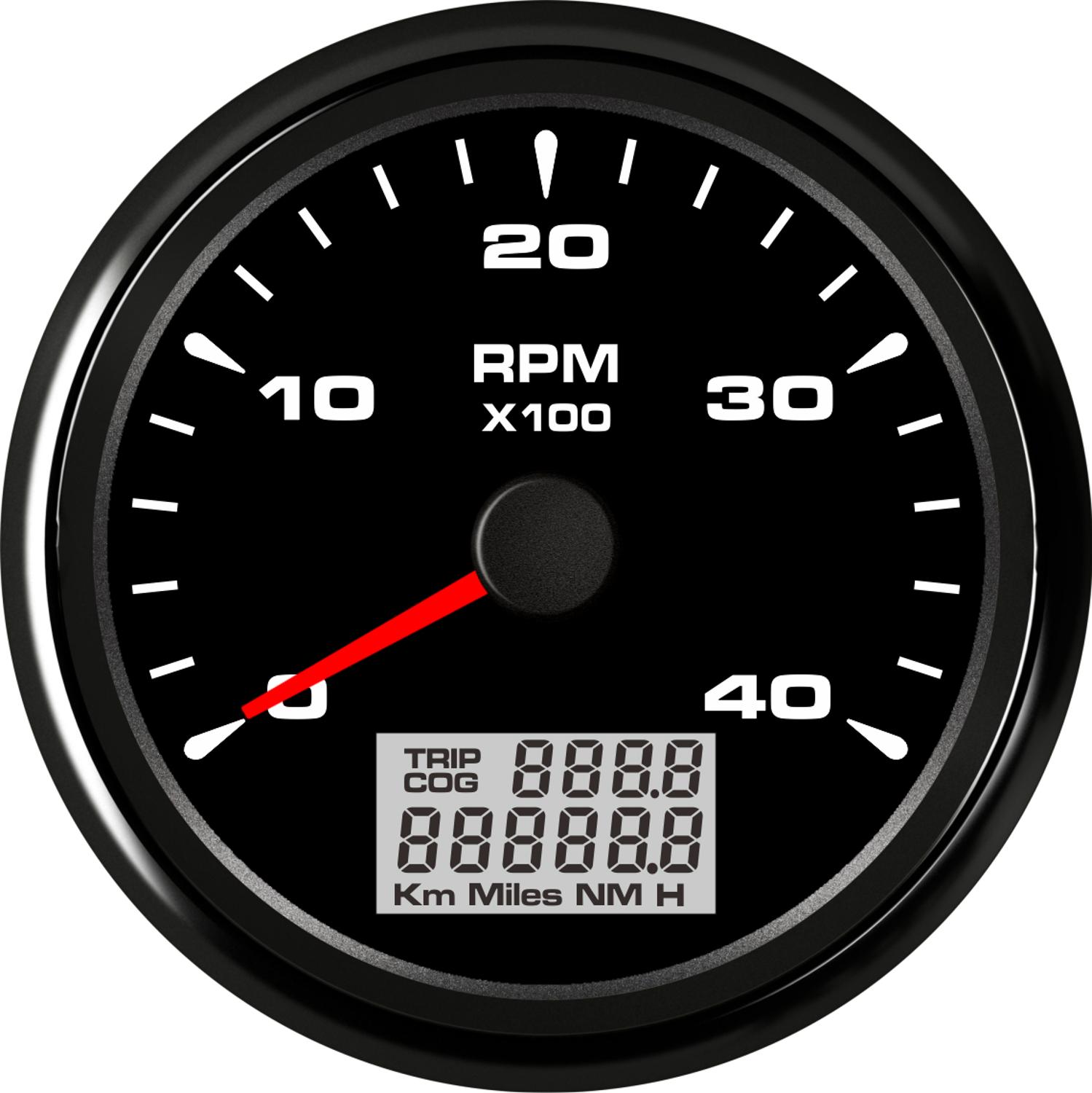 Universal 85mm rpm omdrejningstæller måler 0-3000 rpm /0-4000 rpm /0-6000 rpm /0-8000 rpm marine lcd omdrejningsmålere med trip timetællere: Bn 4000 omdr./min