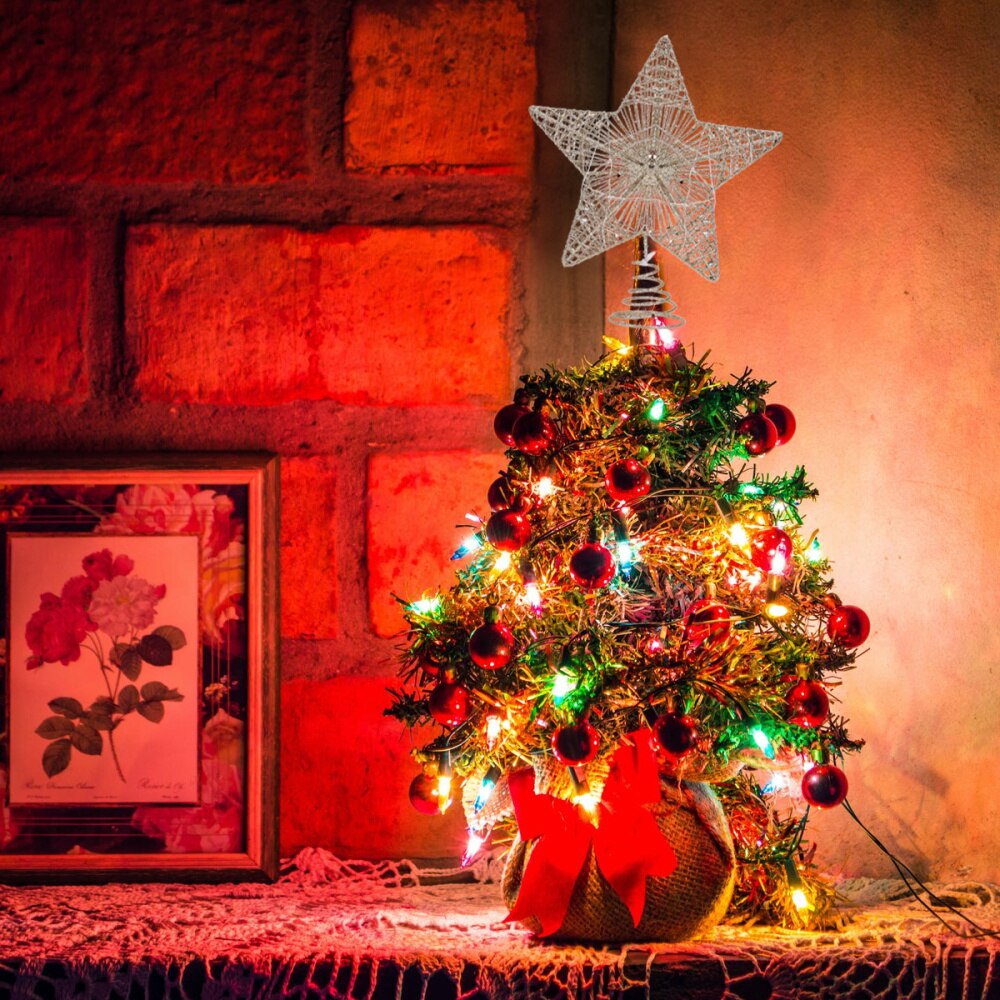 1Pc Tree Star Decor Kerstmis Glanzende Boom Ster Boom Ornament Kerst Versiering: Rosy golden