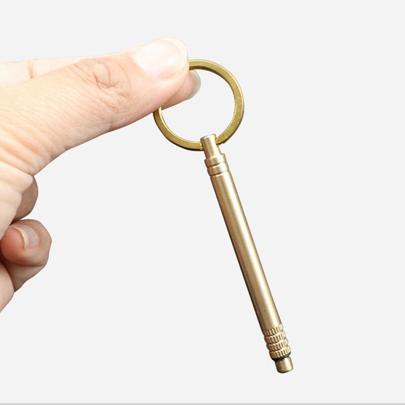 Almacén portátil de latón resistente al agua combinación de palillos de titanio soporte de palillo de dientes cuchara de oído de titanio + barril de latón