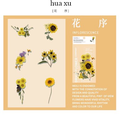 Jianwu 6 ark blomst stor klistermærke pakke plante journal klistermærke dekorative klistermærker note collage papir papirvarer: Hua xu