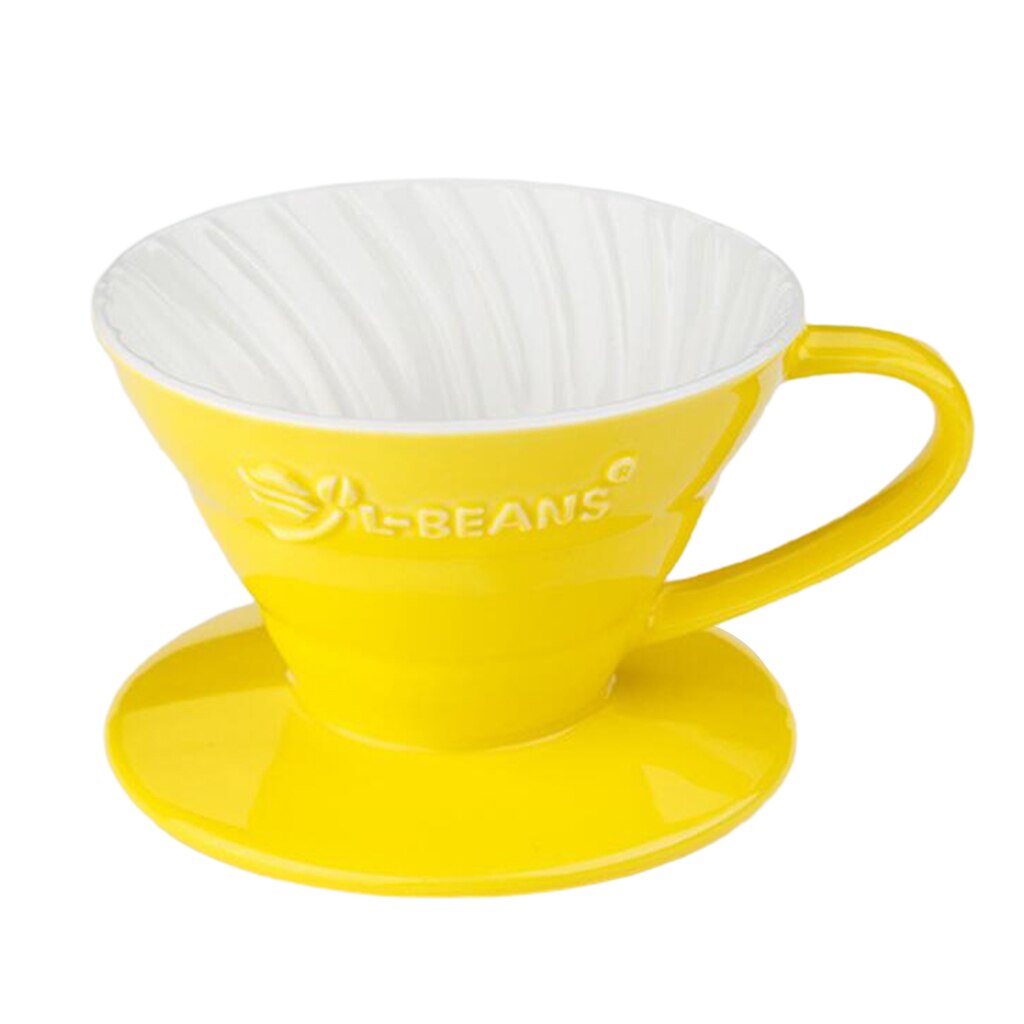 V60 Ceramic Manual Espresso Coffee Dripper Paper Filter Cup Coffee Maker: Yellow