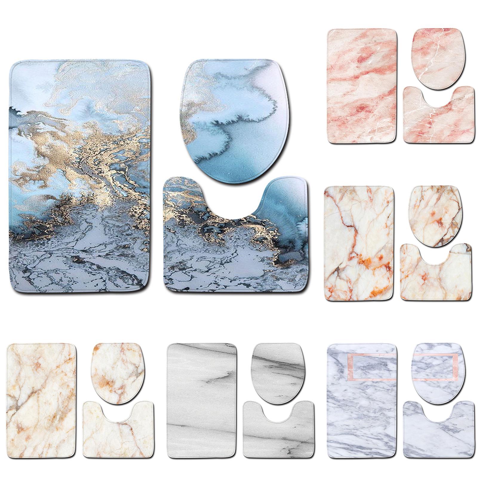 3PCS Christmas Bathroom Non-Slip Mats Toilet Rug Floor Bathroom Mats Toilet Cover Bath Mat Set Washable Door Mats