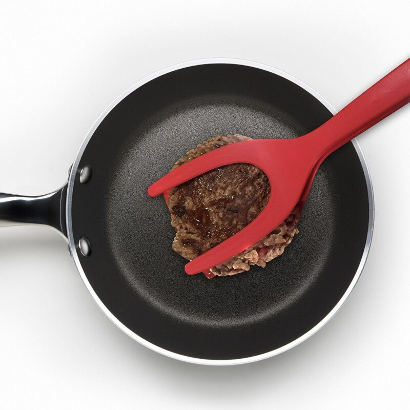 2 In 1 Grip Flip Tongs Egg Spatula Pancake Spatula Nylon Egg Toast Baked Steak Barbecue Tongs Kitchen BBQ Bread Utensil