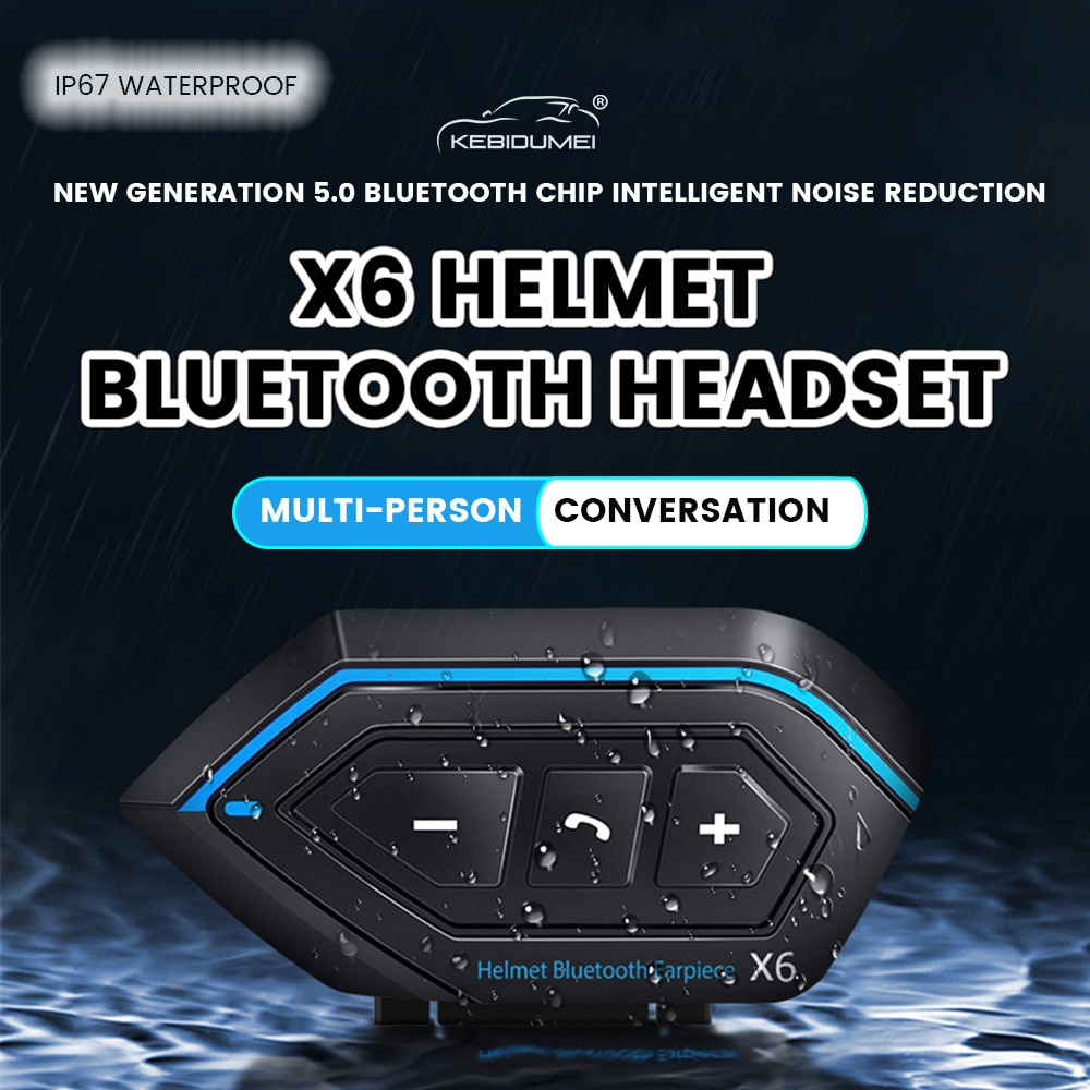 Motorcycle Bluetooth 5.0 Helmet intercom Wireless Handsfree telephone call Kit Stereo Anti-interference Interphone Music Player