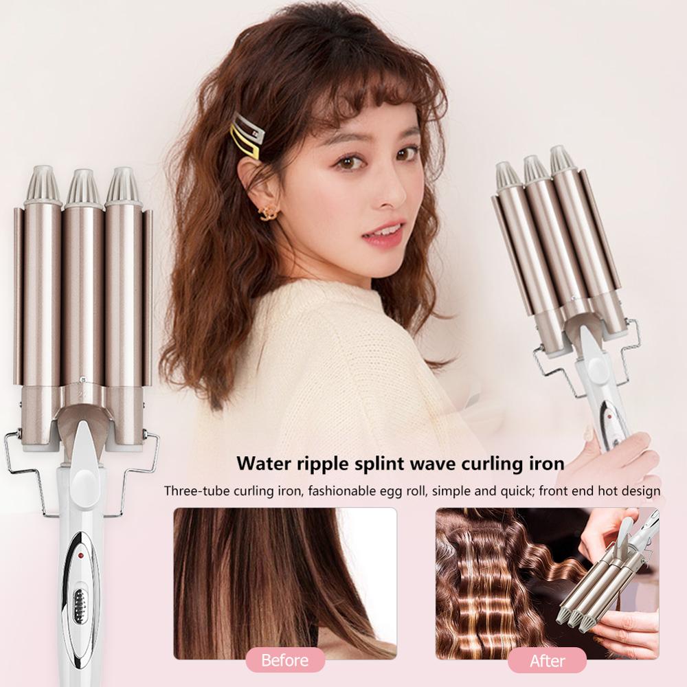 Kemei 22mm Hair Curling Iron 110-220V Ceramic Triple Barrel Hair Curler Not Hair Hurt Hair Waver