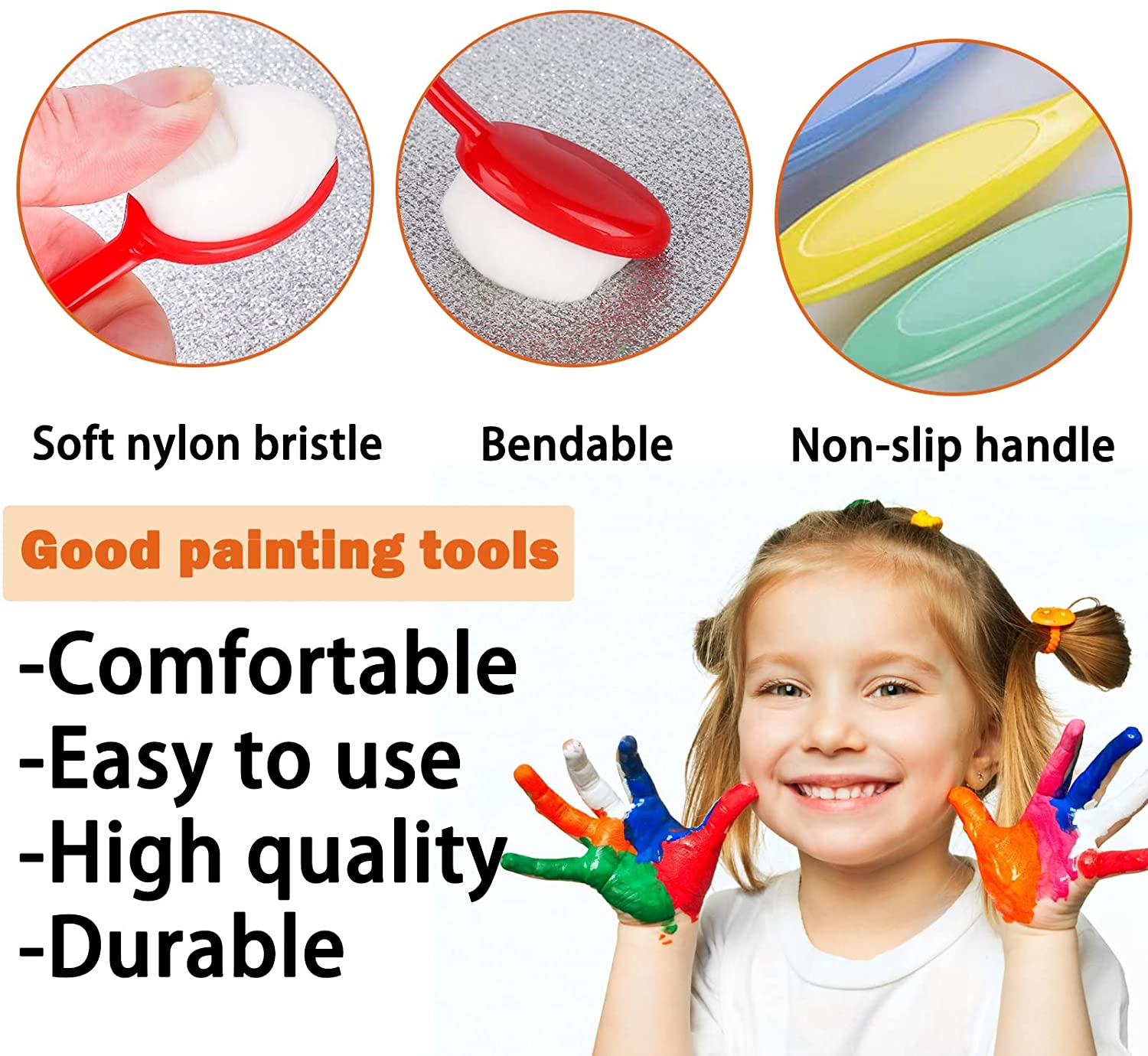 5pcs Blending Brush Stencil Brush Colorful Ink Blender Brush Dyes Blender Soft Bristle Brush for Artist Craft Makeup Painting