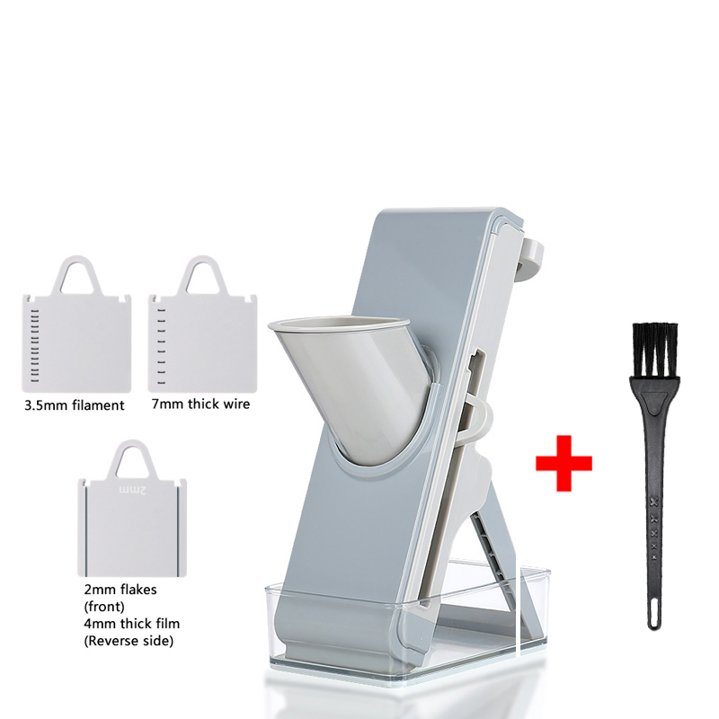 Multifunctional Manual Roller Vegetable Cutter Mandoline Vegetable Cutter Artifact Grater Potato Radish Slicer Kitchen Tools: Gray Set