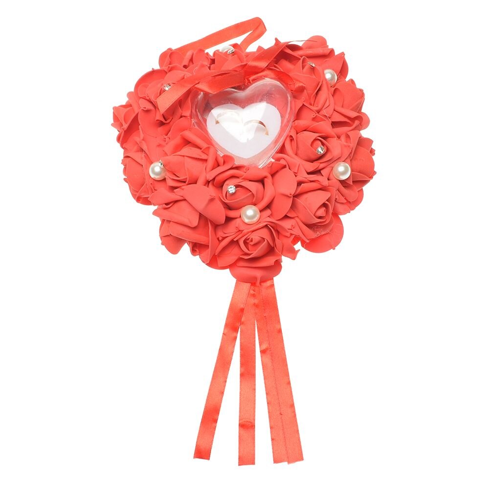 1 pc hjerteformede rosenblomster vielsesring kasse ringpude smykker sag holder dekoration bryllup dekoration forsyninger gratis skib