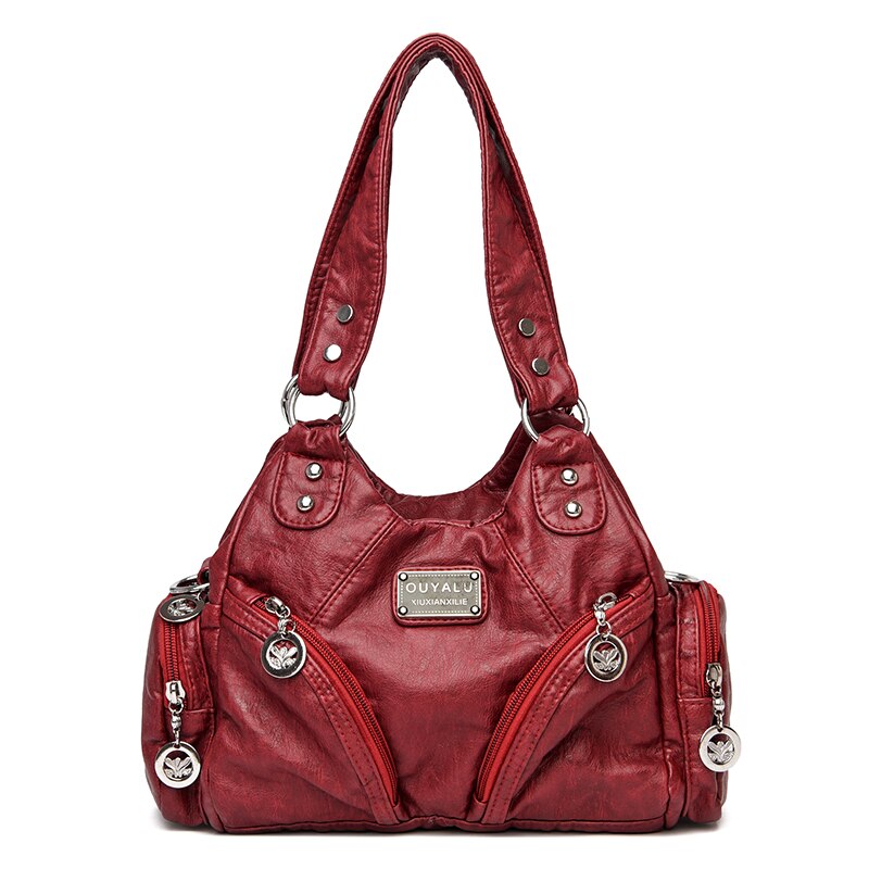 Vintage Women Bags Handbags Women Shoulder Bags Female Top-handle Bags Crossbody Purses for Women: Claret