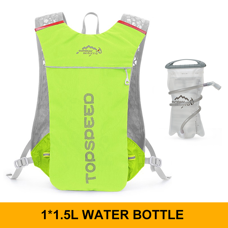 Trailrunning-Ultraleichter 5L Rucksack, Lauf-Hydrationsweste, Marathon-, Fahrrad 1,5L 2L Wasserbeutel: grüNe farbe