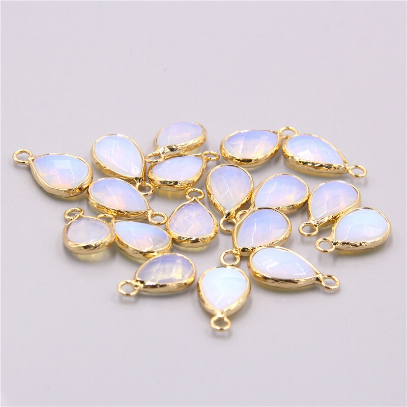 3pcs/lot Natural gold white opal stone Water loose pendant charm for jewelry making bracelet necklace Accessories women diy