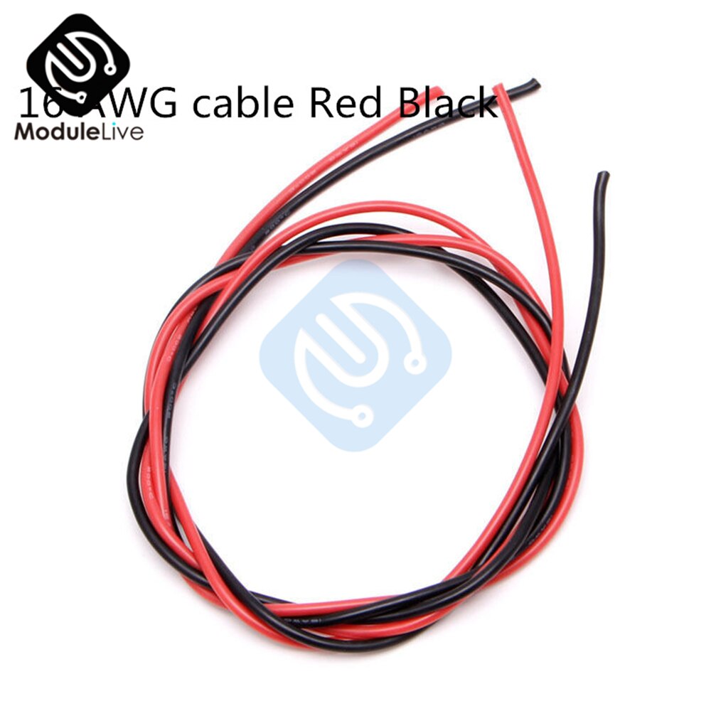 16 AWG Gauge Wire Flexible Silicone Stranded Copper Cables For RC Black and Red