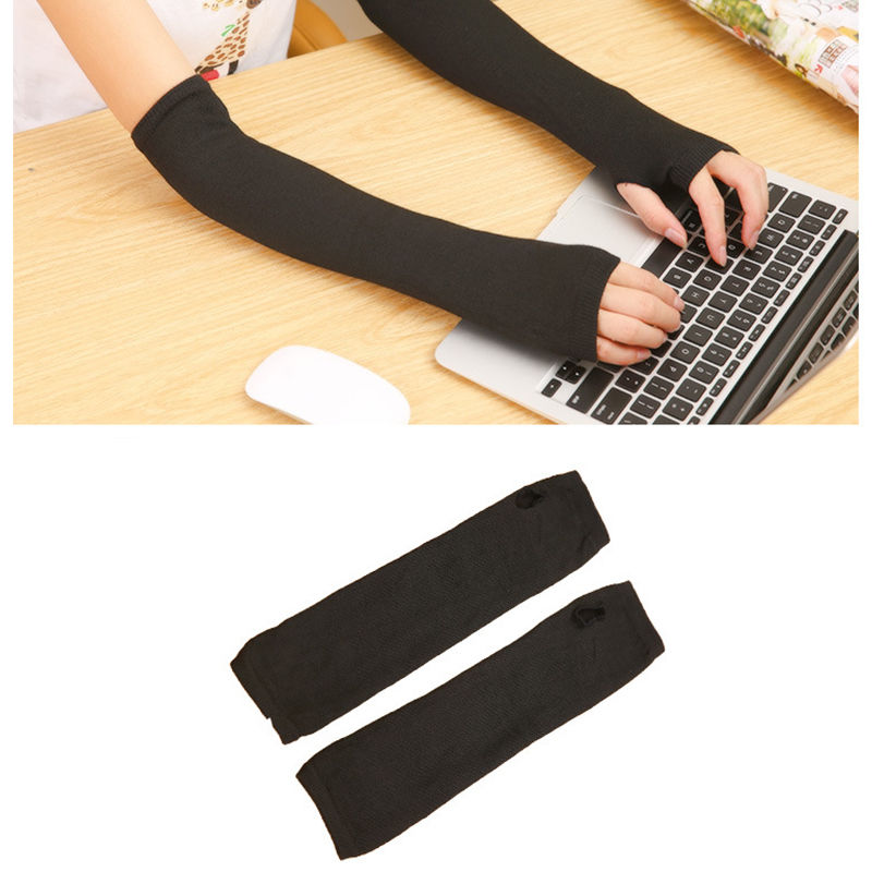 Mitaines tricotées sans doigts, 1 paire, mitaines longues, automne hiver, gants plus chauds, extensibles, unisexe, Crochet, demi-doigt