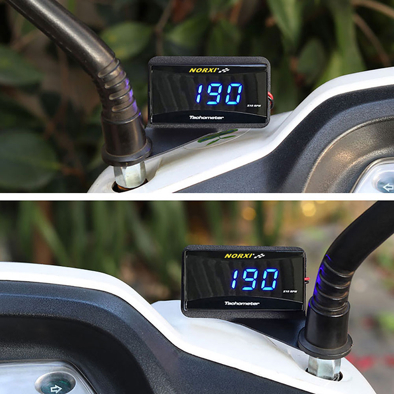 Mini medidor de RPM para motocicleta, pantalla LCD cuadrada Digital, tacómetro de hora para motor, tacómetro para BMW, YAMAHA, KAWASAKI Racing