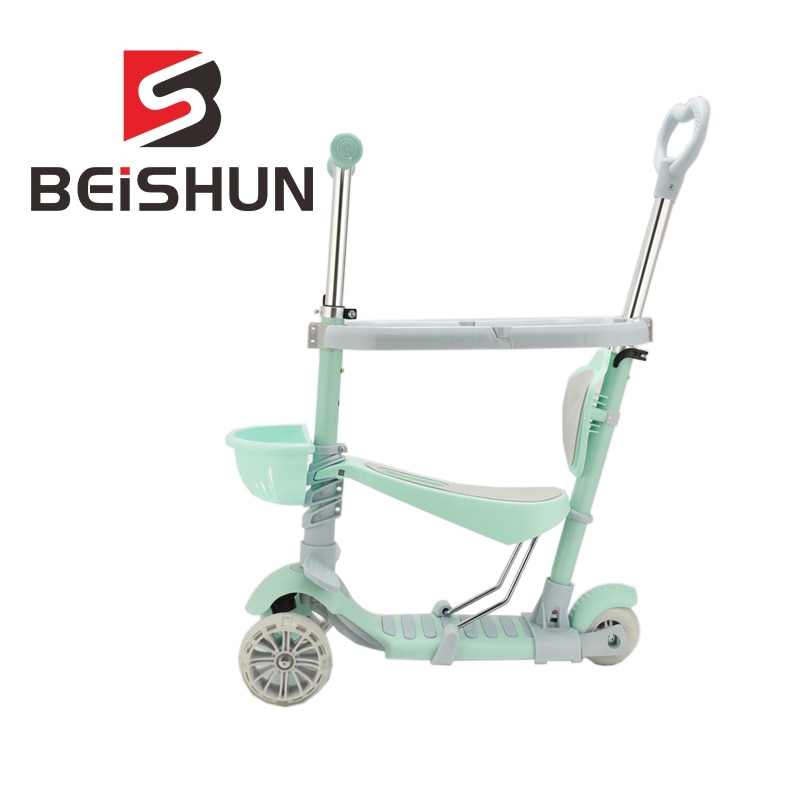 Trottinette 5 en 1 Flash, Trolley de Skateboard pour enfants: Green (fence)