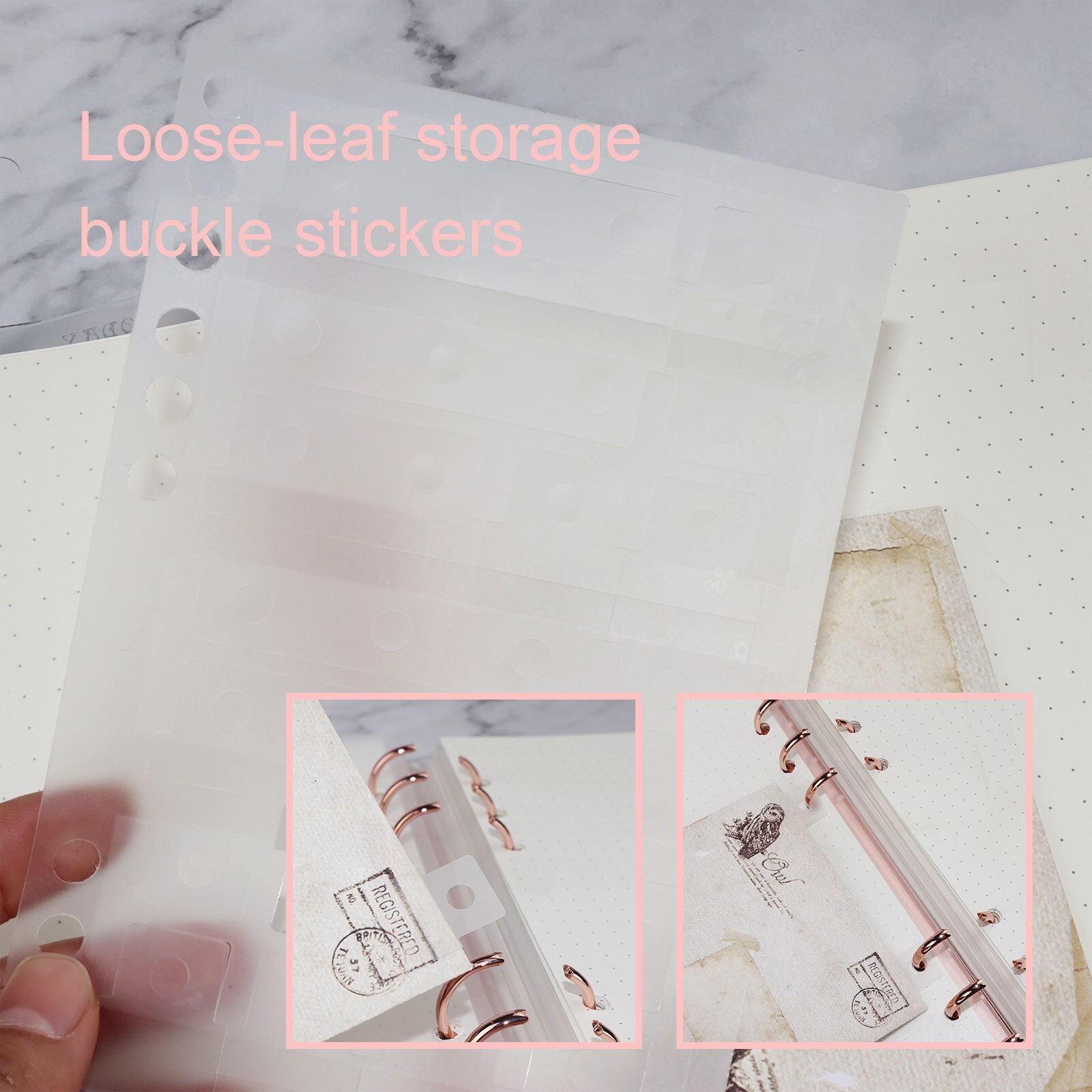 Classeur à feuilles mobiles en PVC Transparent, 6 anneaux, Clips de reliure en or Rose, grand carnet A5, ensemble de Journal planificateur