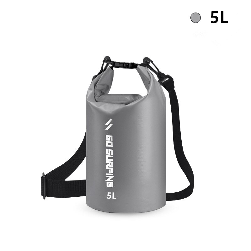 5/10L PVC Waterproof Bag River Trekking Bags Dry Pack Bag Dry Wet Separation Waterproof Drift Storage Bag: Gray 5L