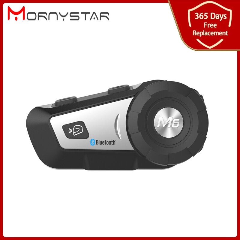 M6 Plus 1000m Motorcycle Bluetooth Helmet Intercom Headset MP3 FM Voice Command Wired To 2 Way Radio Handsfree BT Interphone