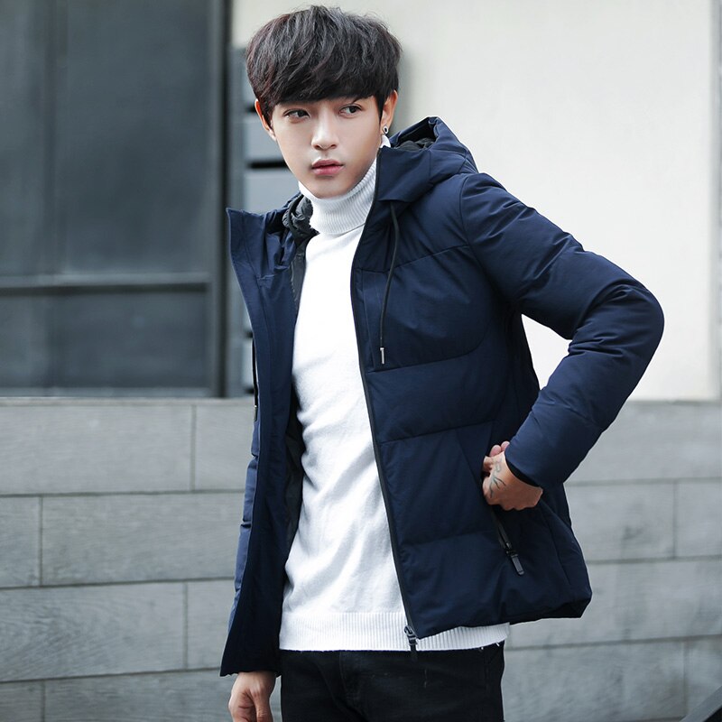 Winterjas heren warme gewatteerde capuchon overjas casual merk dons parka herenjas en mantel hoodies bovenkleding plus maten: Donkerblauw / Xxxl