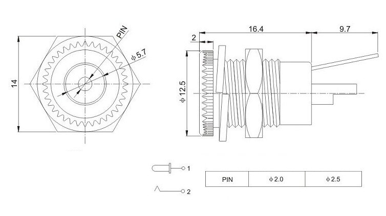 1Pc 5.5 mm x 2.1mm DC Power Jack Socket Female Panel Mount Connector 10A 30V