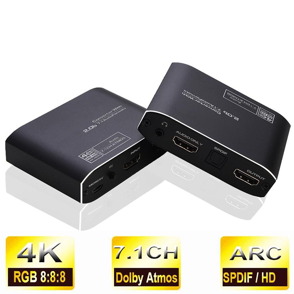 Aluminum Alloy Optical Fiber Audio Separator With Arc 7.1 4k X 2k 60hz 4 Audio Modes Audio Extractor