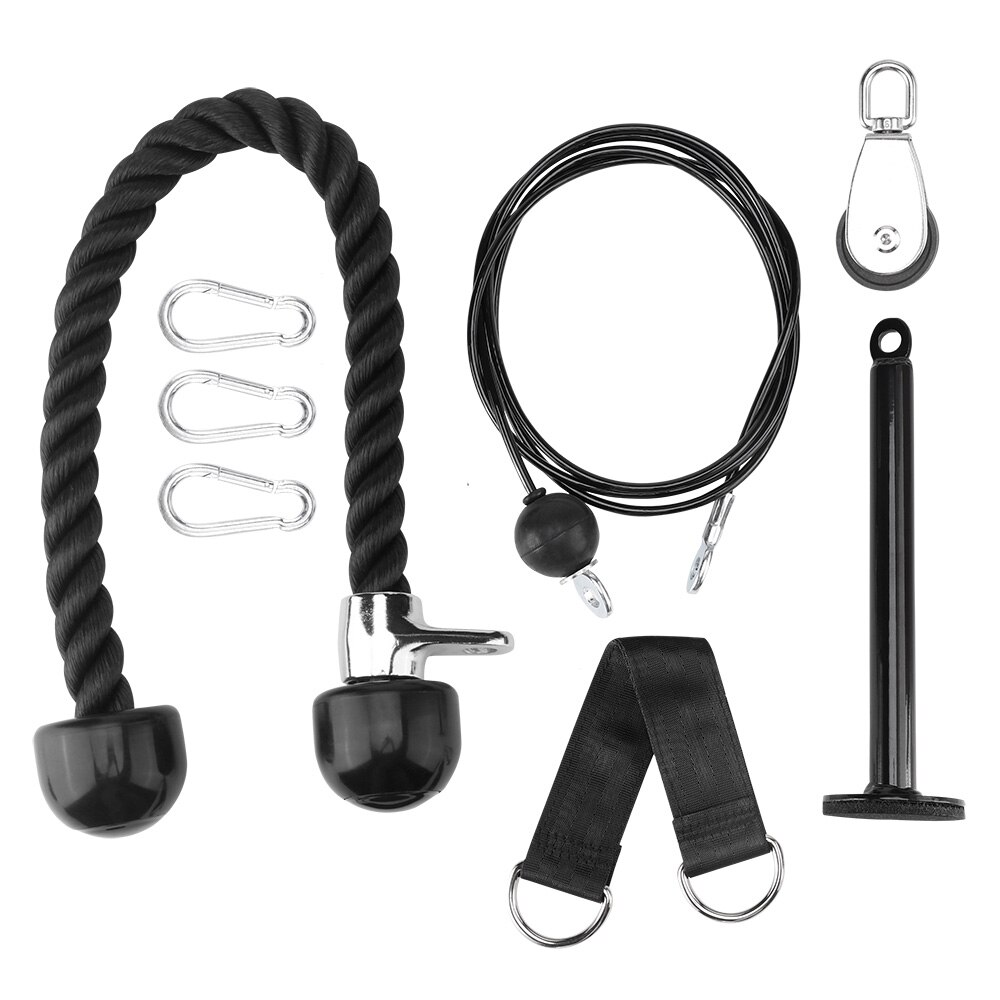 Triceps Rope Set Fitness DIY Pulley Cable Machine Attachment System Sets With Loading Pin Triceps Strap Home Gym Equipment: Default Title