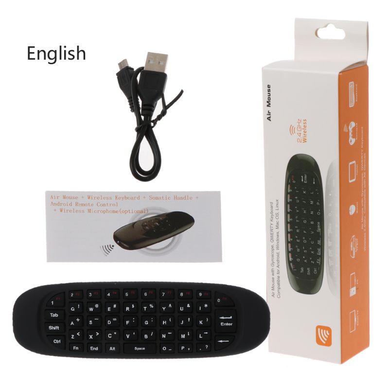 Russisch engels  c120 fly air mouse 2.4g mini draadloos toetsenbord oplaadbare afstandsbediening voor pc android tv box  lx9a