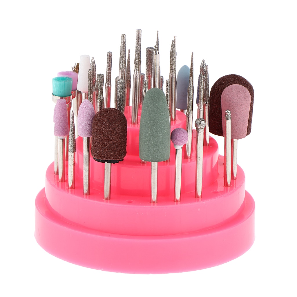 3/32 Shank Alloy &amp; Tungsten Steel Nail Drill Bits Manicure Drill Bits with Cleaning Brush 45pcs Mixed Kit
