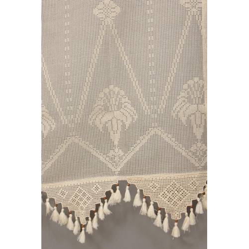 The 70x220 Size--Buldan Makrome Tulle Curtain Authentic Natural Weave Hand-Crocheted