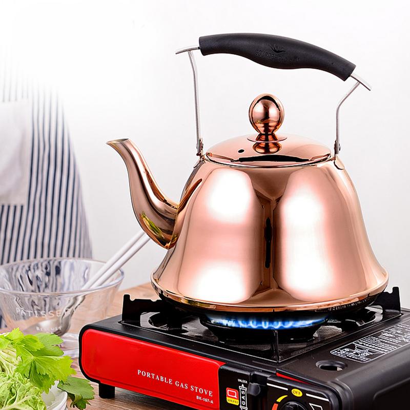 2L 304 Edelstahl Teekanne Rose Gold Tee Kaffee Wasserkocher Pfeifen Wasserkocher mit Infuser verlieren Blatt für Herde Induktion Kupfer