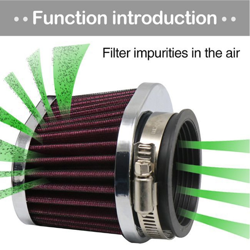 Universal 50mm 55mm 60mm motorcykel luftfilter motocross skoter airpods renare motorcykel luftintagsfilter