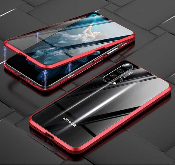 Magnetische Case Voor Huawei Nova 5T 5T T5 Yal-l21 Dubbelzijdig Glas Telefoon Cover Honor 20 Pro Case Nova 5T Metalen Adsorptie Fundas: honor 20 pro / red