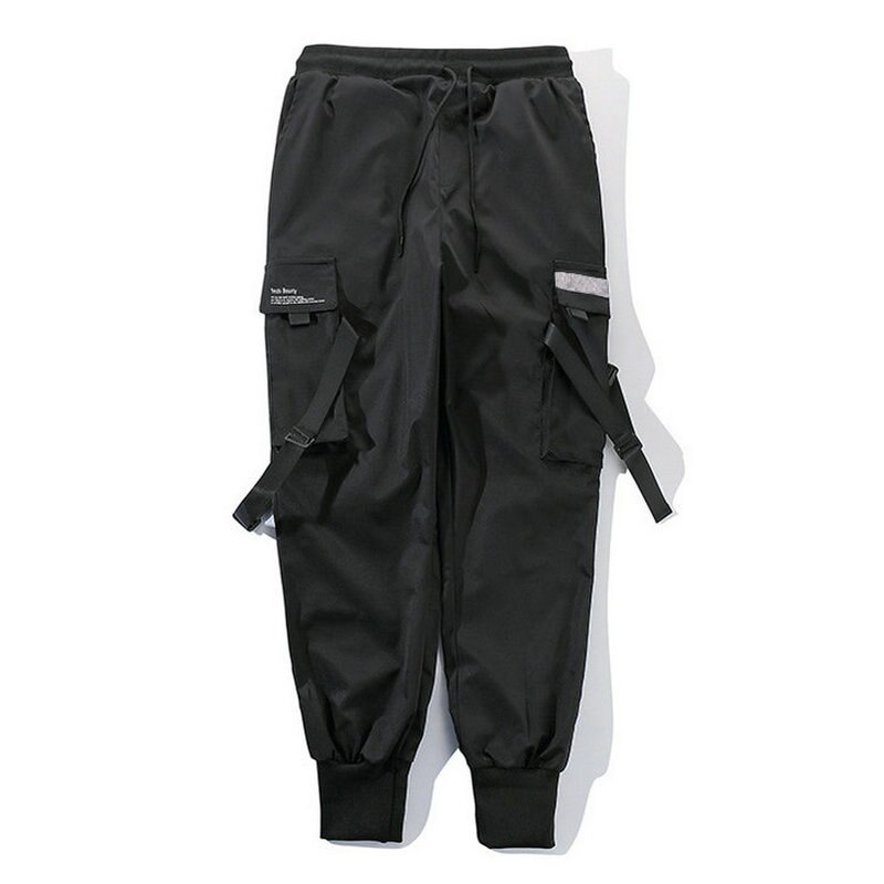 Rubans Sarouel Jogging Pantalon Cargo Homme Streetwear Hip Hop Décontracté Poches Pantalons De Survêtement En Coton Hommes Harajuku Pantalons: Chinese Size L