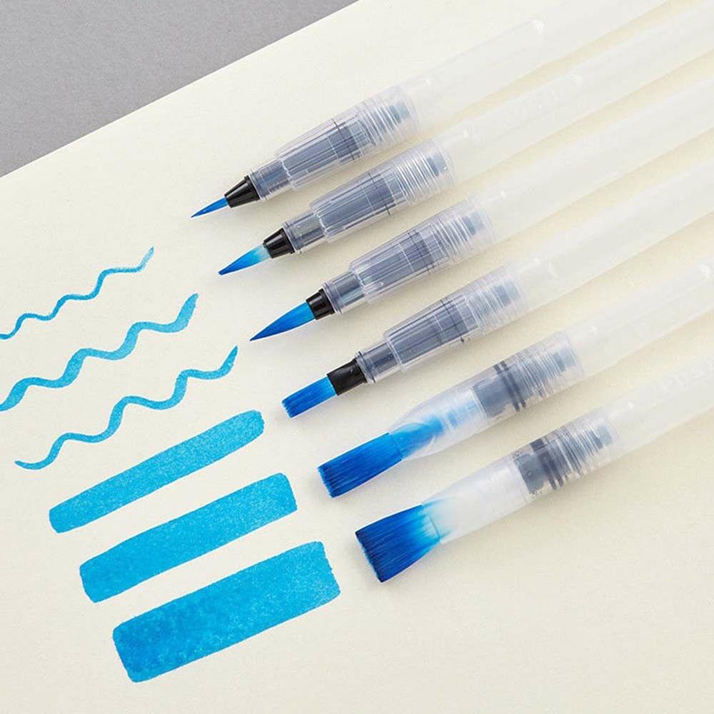 Pincel de Pintura transparente para principiantes, pincel portátil para acuarela, suave, suministros de arte, 6 uds.