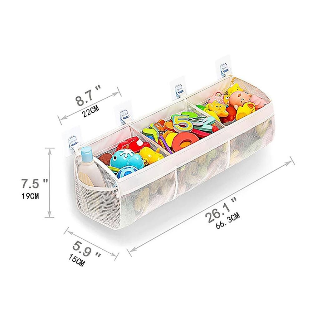 3 Compartment Bath Toy Organizer Large Openings Easy Sorting Toy Hammocks Breathable Horizontal Bath Toy Storage Net