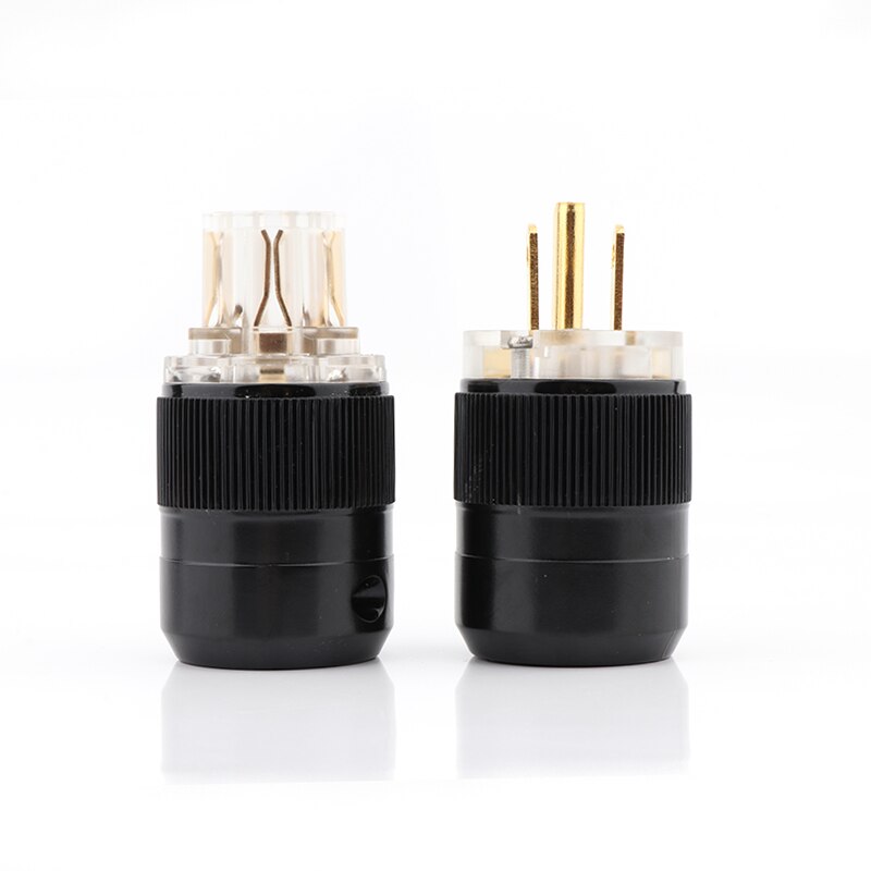 Audio Power Plug Connector - US Plug + IEC Plug - Gold Plated Brass - for Hifi Power Cable