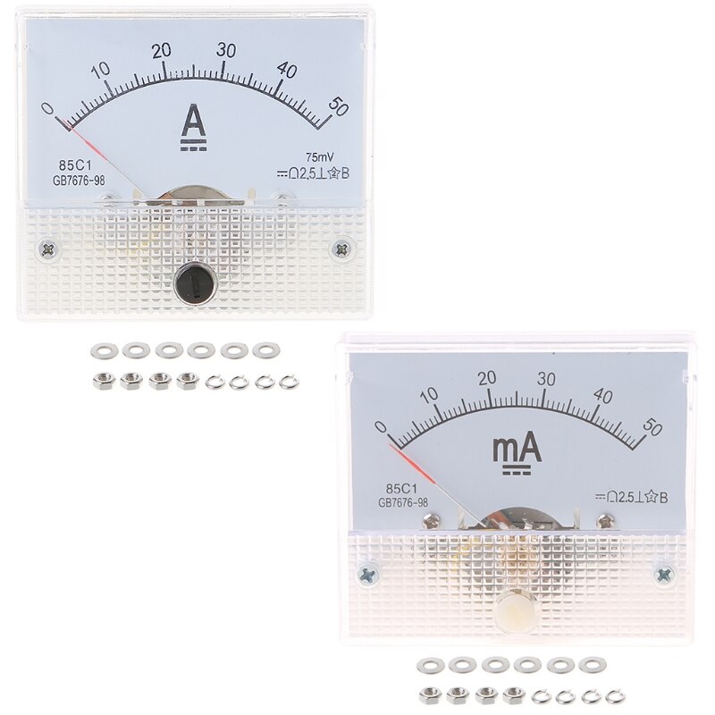 85C1 Ammeter DC Analog Current Meter Panel Mechanical Pointer Type 1/2/3/30/50/100A 50/100/200/500mA