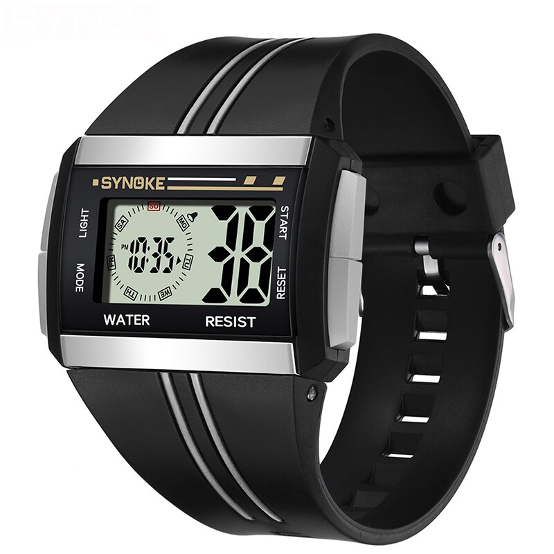 Synoke Outdoor Sport Horloges Mens Relogio Masculino Led Digitale Horloges Waterdicht Klok Mannen Mannelijke Multifunctionele Horloge: Black