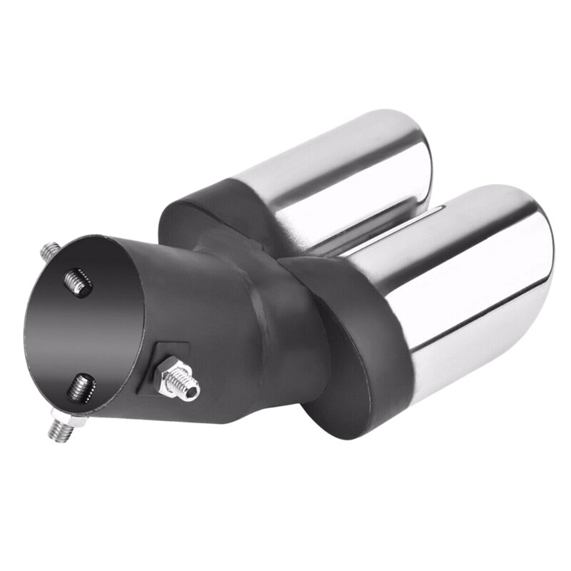 Car Universal 6m Stainless Steel Dual Outlet Exhaust Pipe Muffler Tail Throat Muffler Tip Pipe Grilled Black