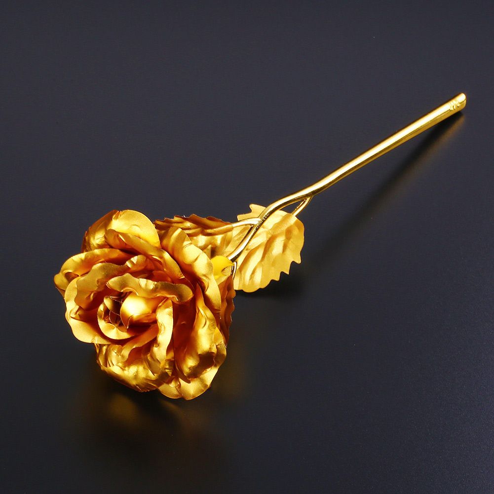 5Pcs Valentine's Day 24K Gold Plated Golden Rose Flower Wedding Festive Party Decoration Without Box: Gold