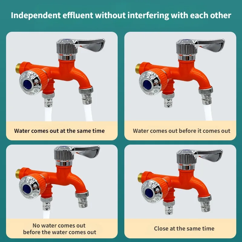 Kraan Dubbele Uitlaat Dubbele Bediening Waterkraan Huis Badkamer Slang Irrigatie Fitting Plastic Connector 1/2 "Universele Interface