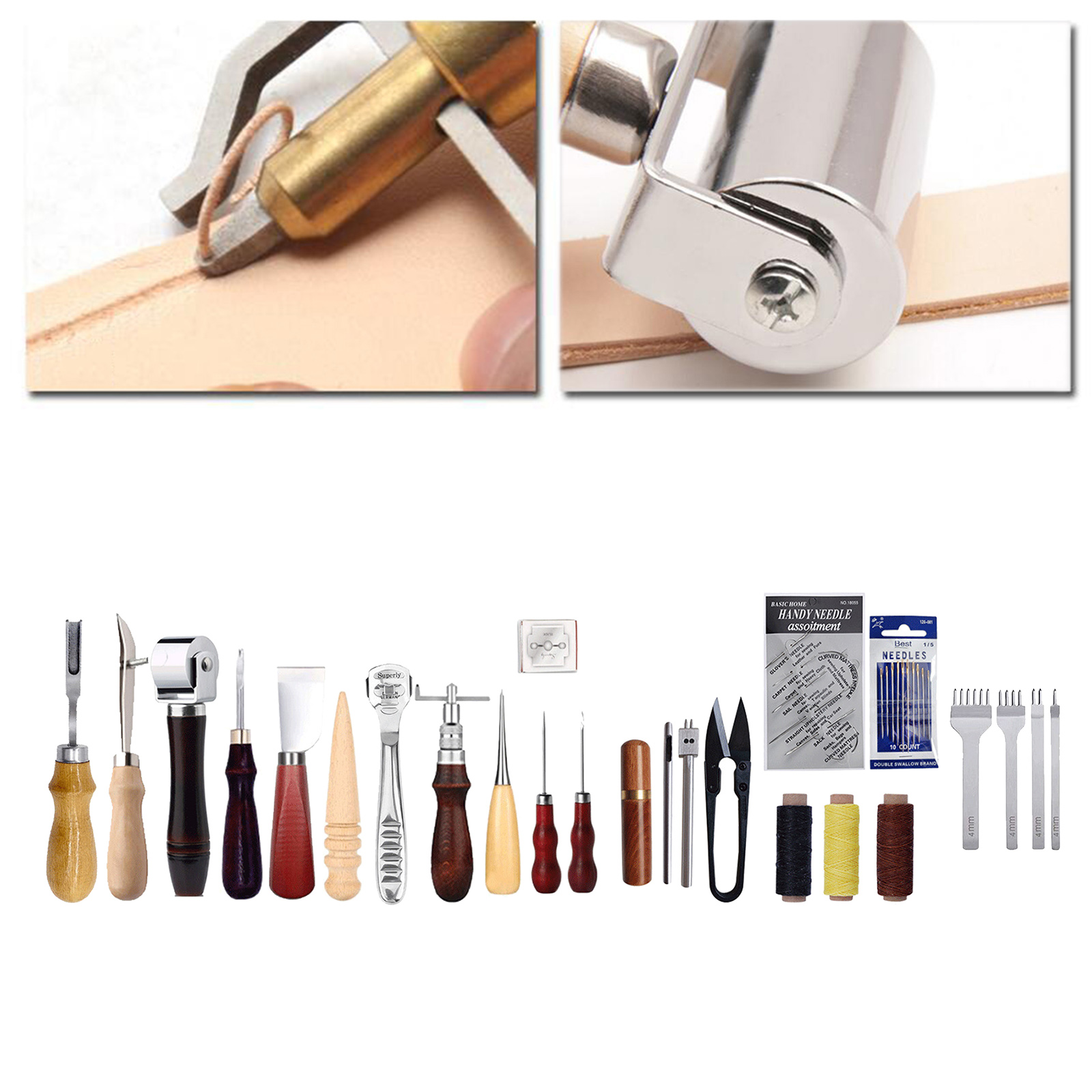 Leather Crafting Tools Prong for Hand Punching Sewing Carving Leathercraft: 38pcs