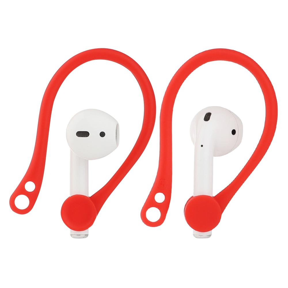 Protective Air pods Earhook Holder for Airpods 2 Apple Wireless Earphone Ear Hook Earpods Silicone Sport Anti-lost Accessories: High quality RED