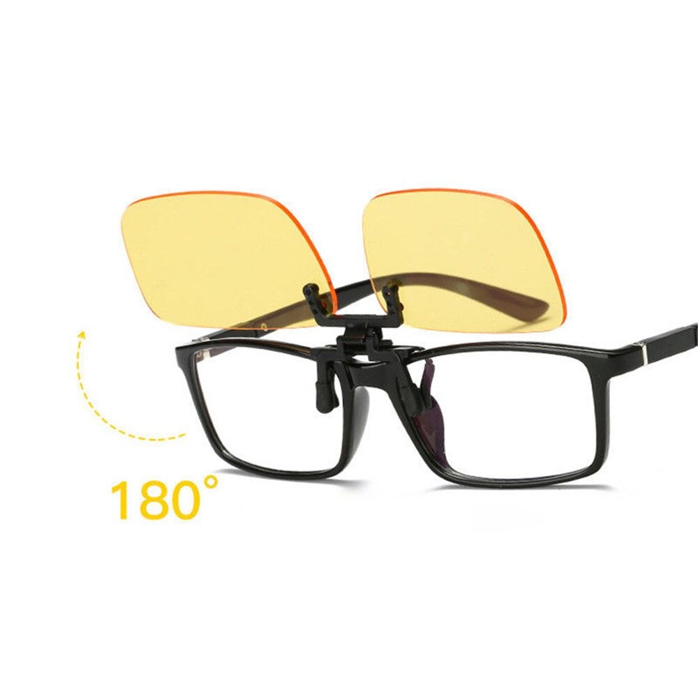 1 par gul / hvid harpiks anti blå lysstråle klip på briller filter blokerende briller kontor computer anti uv trækaflastning