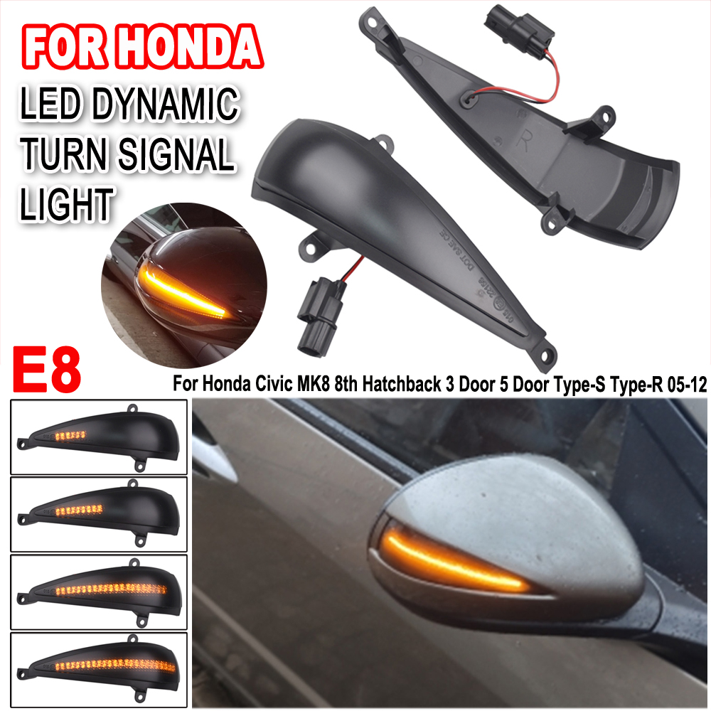 2X Dynamiczny kierunkowskaz LED Lusterko boczne do Hondy Civic 8 MK8 Hatchback 3D 5D 2006 2012 FN2 FN FK: Niebieski