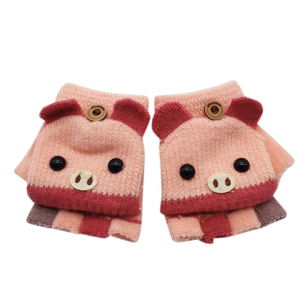 Sale1 paire de gants d'hiver pour enfants | Gants pour enfants femmes, garde au , doux, tricotés, rabattable, sans doigts: Rose
