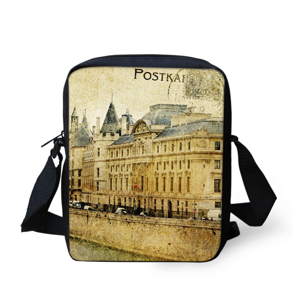 Thikin berømte eiffeltårnet i paris mønster print messenger bag børn studerende drenge crossbody tasker til skole mini håndtaske: D0483e