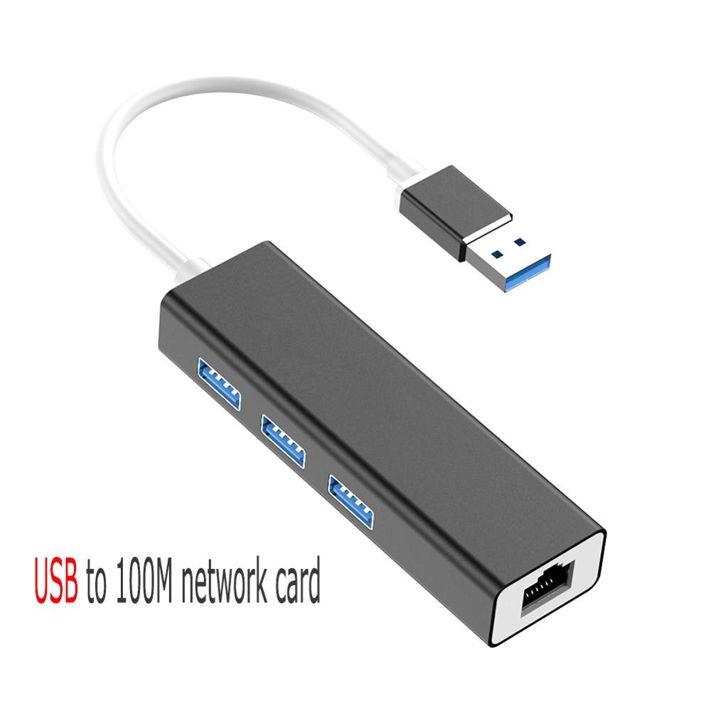 Usb-keskitin  rj45 10/100 mbps tyypin -c 3 portit ethernet-verkkokortti lan-sovitin keskitinmuunnin windows 7/8/10: lle mac os linux vista: Usb h