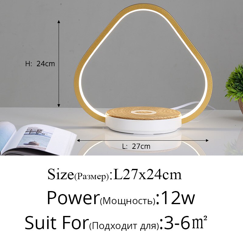 Moderne Tafel Lampen Voor Slaapkamer Studie Leeslampjes Nachtkastje Oog Beschermen Touch Dimmen Verlichting Luminaria Telefoon Draadloos Opladen: triangle  golden