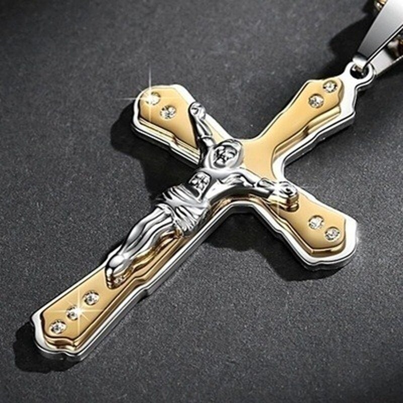 Jesus kors halskæde religiøs tro kors jesus smykker herre og kvinder & #39 ;s halskæde banket fest jubilæum hiphop